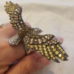 Crystal pave Flying Eagle ring